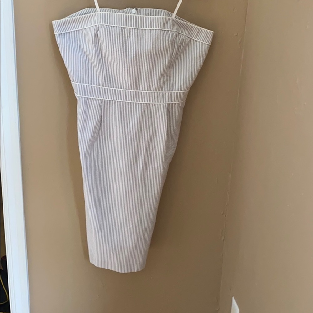 Strapless seersucker dress